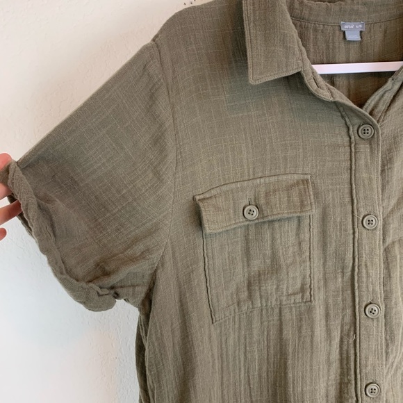 Aerie | Cotton Button down romper - Picture 4 of 7